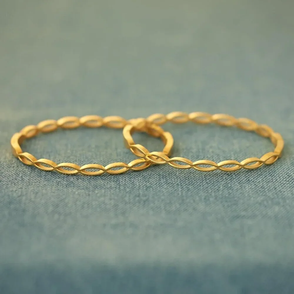 Women's Double Wave Evil Eye Protection Jewelry Non Tarnish Gold Cuff Bangle